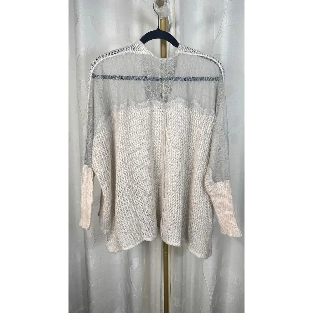 Free People Alpaca Blend Open Front Dolman Sleeve Lace Back Cardigan, Size S